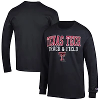 Men's Champion Texas Tech Red Raiders Track & Field Stack Long Sleeve T-Shirt