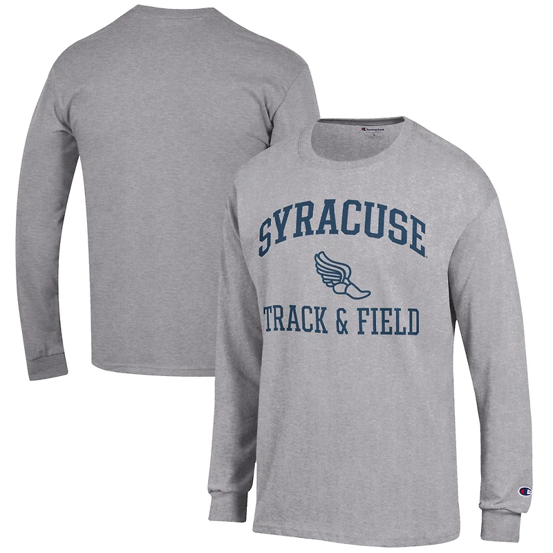 Men's Champion  Gray Syracuse Orange Track & Field Icon Long Sleeve T-Shirt