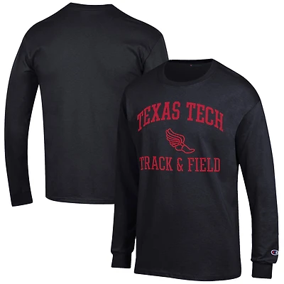 Men's Champion Black Texas Tech Red Raiders Track & Field Icon Long Sleeve T-Shirt