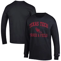 Men's Champion  Black Texas Tech Red Raiders Track & Field Icon Long Sleeve T-Shirt