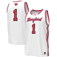 Men's Under Armour #1 White Maryland Terrapins Throwback Replica Basketball Jersey