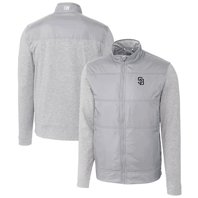 Men's Cutter & Buck  Gray San Diego Padres Stealth Hybrid Quilted Full-Zip Windbreaker Jacket