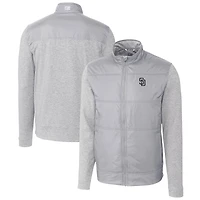Men's Cutter & Buck  Gray San Diego Padres Stealth Hybrid Quilted Full-Zip Windbreaker Jacket