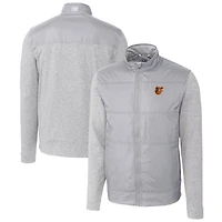Men's Cutter & Buck  Gray Baltimore Orioles Stealth Hybrid Quilted Full-Zip Windbreaker Jacket