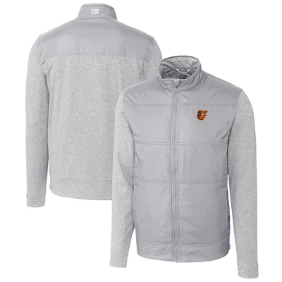 Men's Cutter & Buck  Gray Baltimore Orioles Stealth Hybrid Quilted Full-Zip Windbreaker Jacket