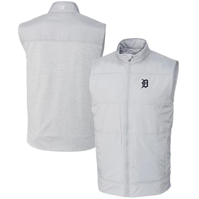 Men's Cutter & Buck  Gray Detroit Tigers Stealth Hybrid Quilted Windbreaker Full-Zip Vest