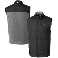 Men's Cutter & Buck  Black Chicago White Sox Stealth Hybrid Quilted Windbreaker Full-Zip Vest