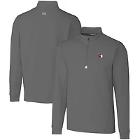 Men's Cutter & Buck  Gray Cleveland Guardians Traverse Stretch Quarter-Zip Pullover Top