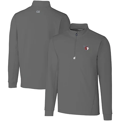 Men's Cutter & Buck  Gray Cleveland Guardians Traverse Stretch Quarter-Zip Pullover Top