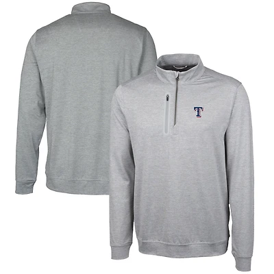 Men's Cutter & Buck  Gray Texas Rangers Stealth Heathered Quarter-Zip Pullover Top