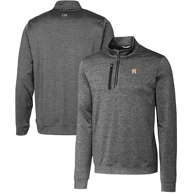 Men's Cutter & Buck  Gray Houston Astros Stealth Heathered Quarter-Zip Pullover Top