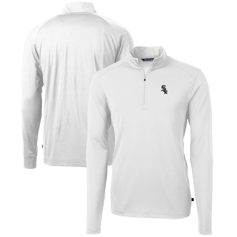 Men's Cutter & Buck  White Chicago White Sox Virtue Eco Pique Recycled Quarter-Zip Pullover Top