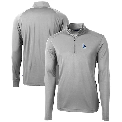 Men's Cutter & Buck  Gray Los Angeles Dodgers Virtue Eco Pique Recycled Quarter-Zip Pullover Top