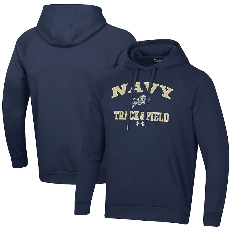 Men's Under Armour  Navy Navy Midshipmen Track & Field All Day Fleece Pullover Hoodie