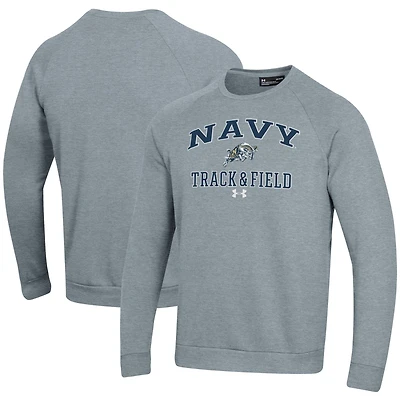 Men's Under Armour  Gray Navy Midshipmen Track & Field All Day Fleece Pullover Sweatshirt