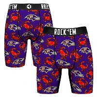 Men's Rock Em Socks  Purple Baltimore Ravens Crab Boxer Briefs