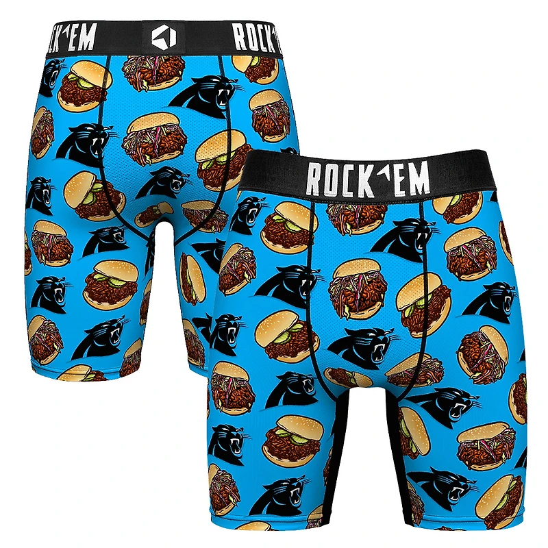 Men's Rock Em Socks Blue Carolina Panthers BBQ Pulled Pork Sandwich Boxer Briefs