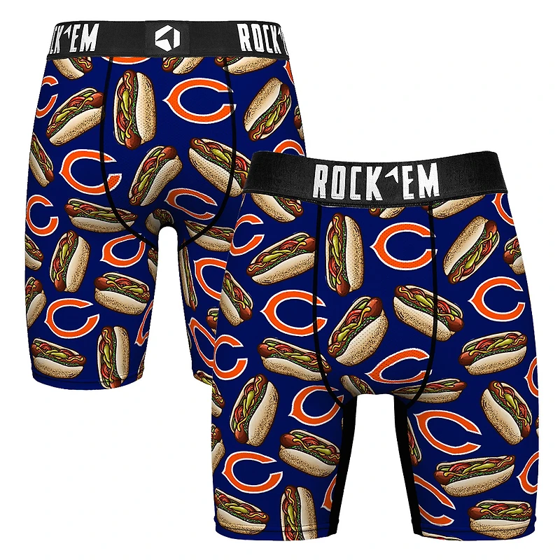 Men's Rock Em Socks Navy Chicago Bears Chicago Style Hot Dogs Boxer Briefs