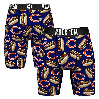 Men's Rock Em Socks Navy Chicago Bears Chicago Style Hot Dogs Boxer Briefs