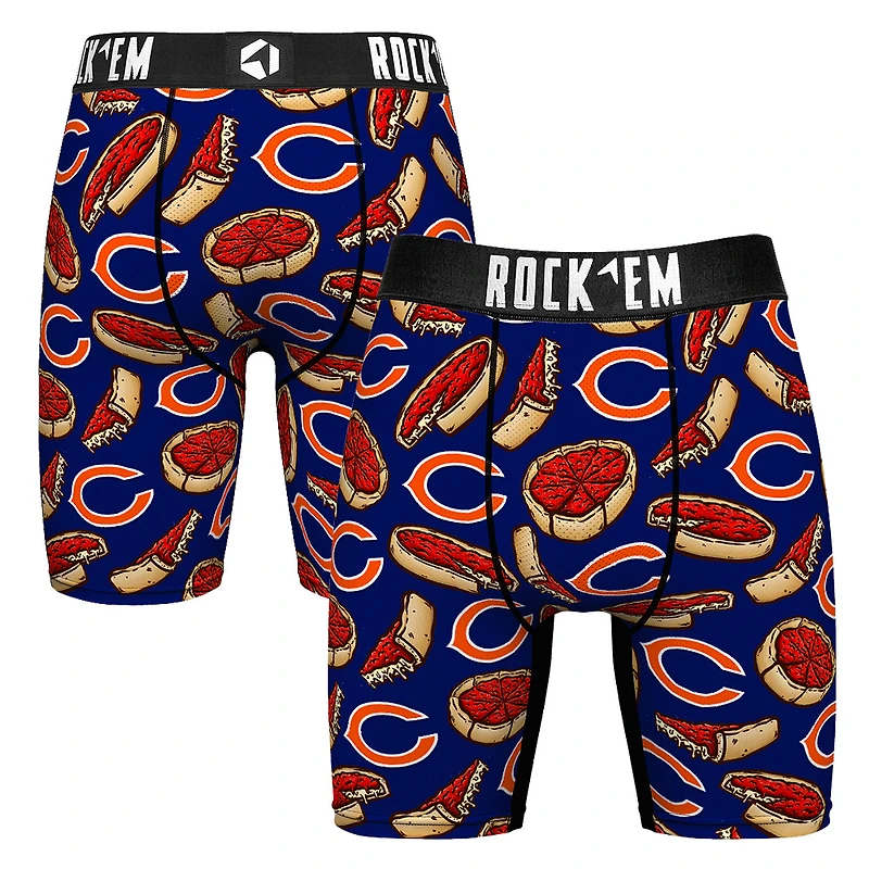 Men's Rock Em Socks Navy Chicago Bears Deep Dish Pizza Boxer Briefs