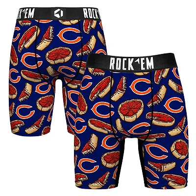 Men's Rock Em Socks Navy Chicago Bears Deep Dish Pizza Boxer Briefs
