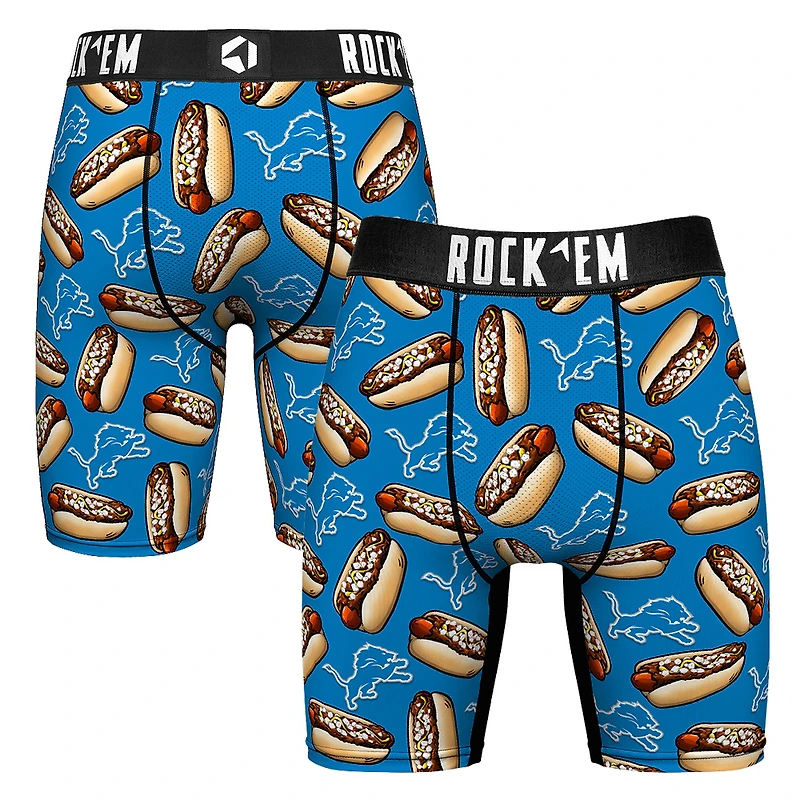 Men's Rock Em Socks Blue Detroit Lions Coney Dogs Boxer Briefs