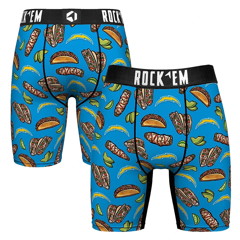 Men's Rock Em Socks Powder Blue Los Angeles Chargers Tacos Boxer Briefs