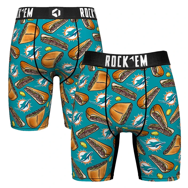 Men's Rock Em Socks Aqua Miami Dolphins Cuban Sandwich Boxer Briefs
