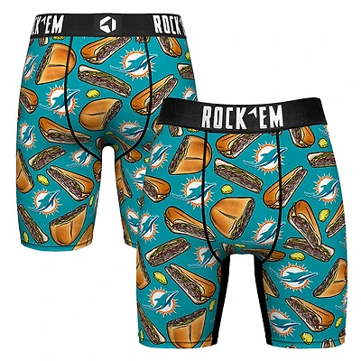 Men's Rock Em Socks Aqua Miami Dolphins Cuban Sandwich Boxer Briefs