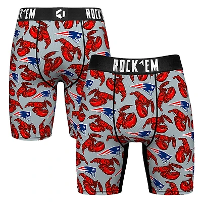 Men's Rock Em Socks Gray New England Patriots Lobster Boxer Briefs