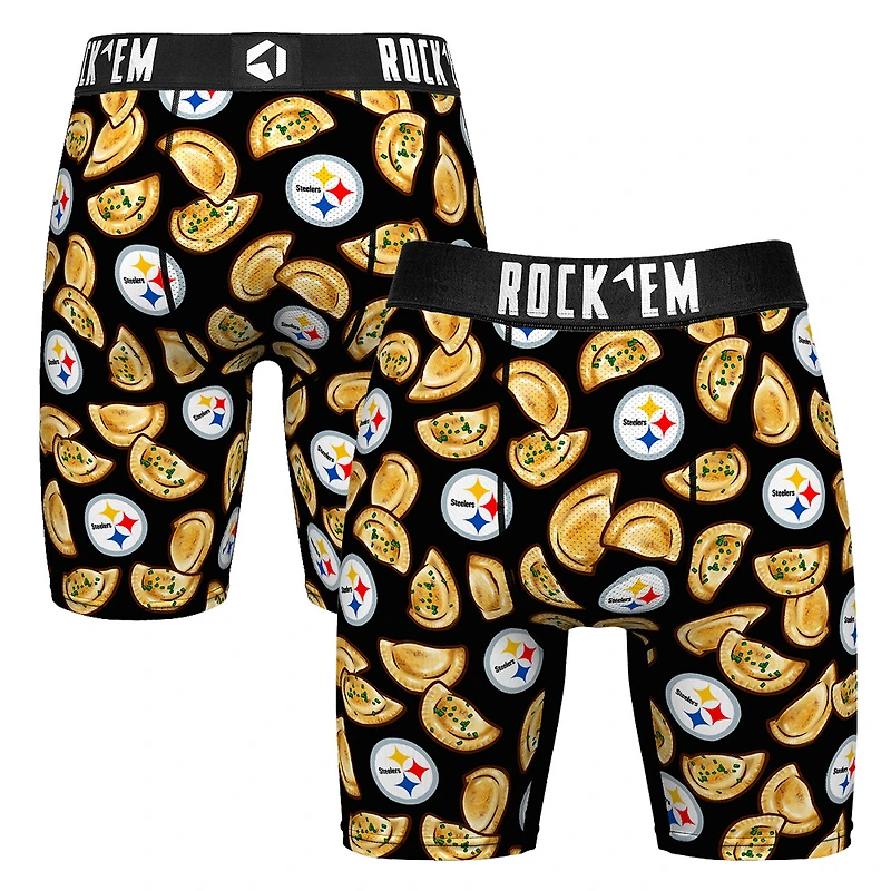 Men's Rock Em Socks  Black Pittsburgh Steelers Pierogis Boxer Briefs