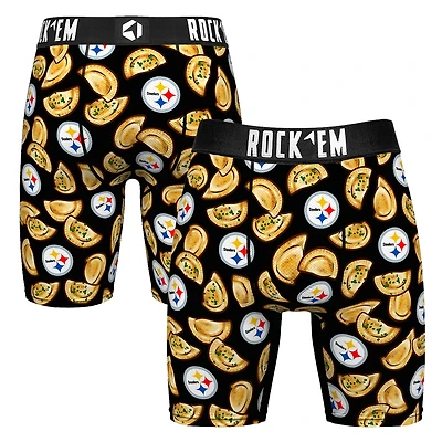 Men's Rock Em Socks  Black Pittsburgh Steelers Pierogis Boxer Briefs