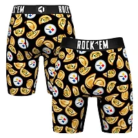 Men's Rock Em Socks  Black Pittsburgh Steelers Pierogis Boxer Briefs
