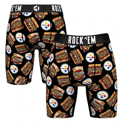 Men's Rock Em Socks  Black Pittsburgh Steelers Primanti Sandwich Boxer Briefs