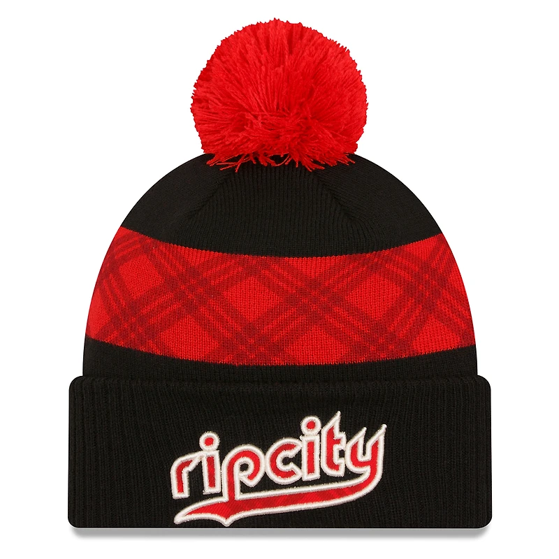 Men's New Era Black Portland Trail Blazers 2023/24 City Edition Cuffed Pom Knit Hat