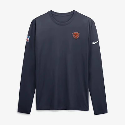 Men's Nike Navy Chicago Bears Sideline Small Logo Legend Dri-FIT Long Sleeve T-Shirt