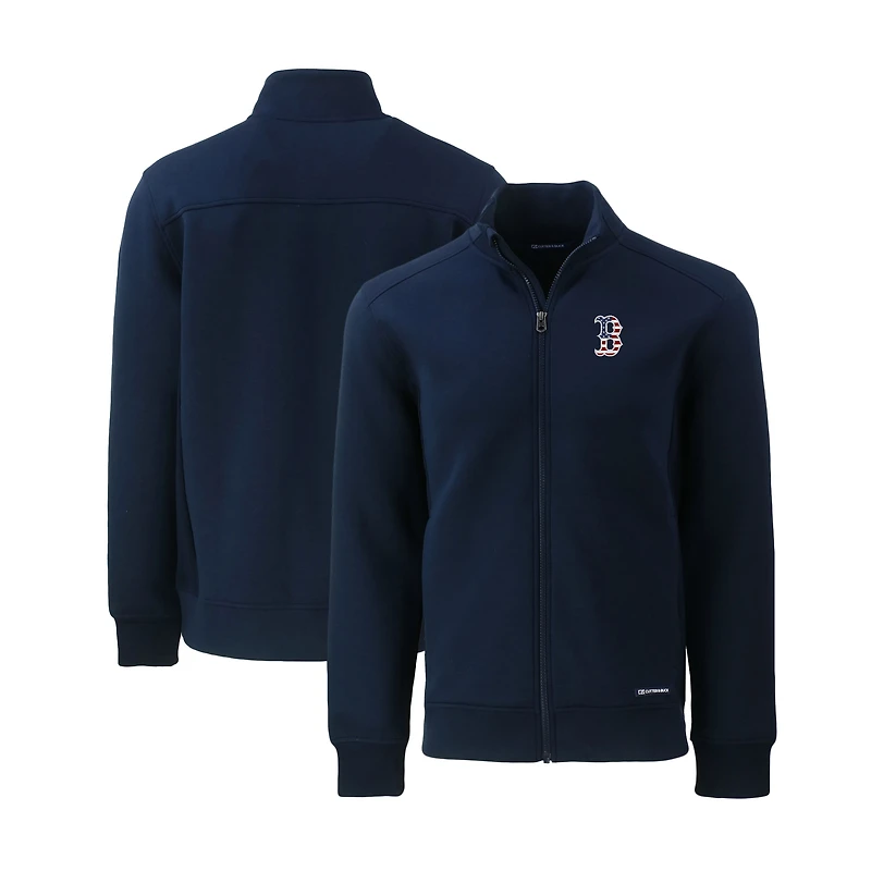 Men's Cutter & Buck Navy Boston Red Sox Stars & Stripes Roam Eco Recycled Full-Zip Jacket