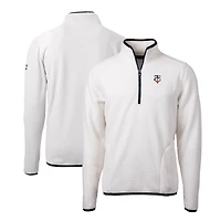 Men's Cutter & Buck Oatmeal Minnesota Twins Stars & Stripes Cascade Eco Sherpa Fleece Quarter-Zip Jacket