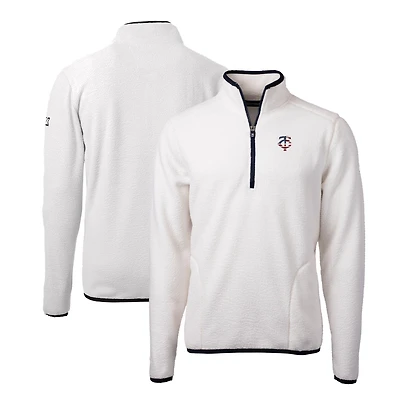 Men's Cutter & Buck Oatmeal Minnesota Twins Stars & Stripes Cascade Eco Sherpa Fleece Quarter-Zip Jacket