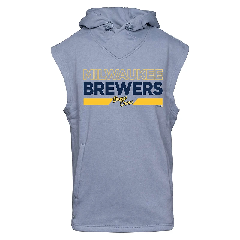 Men's Levelwear Gray Milwaukee Brewers City Connect Throttle No Hitter Hoodie Sleeveless T-Shirt