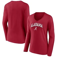 Women's Fanatics Crimson Alabama Crimson Tide Campus Long Sleeve V-Neck T-Shirt