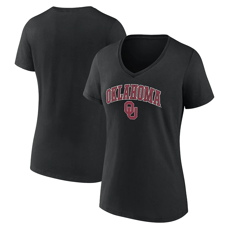 Women's Fanatics Black Oklahoma Sooners Campus V-Neck T-Shirt