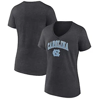 Women's Fanatics Heather Charcoal North Carolina Tar Heels Campus V-Neck T-Shirt