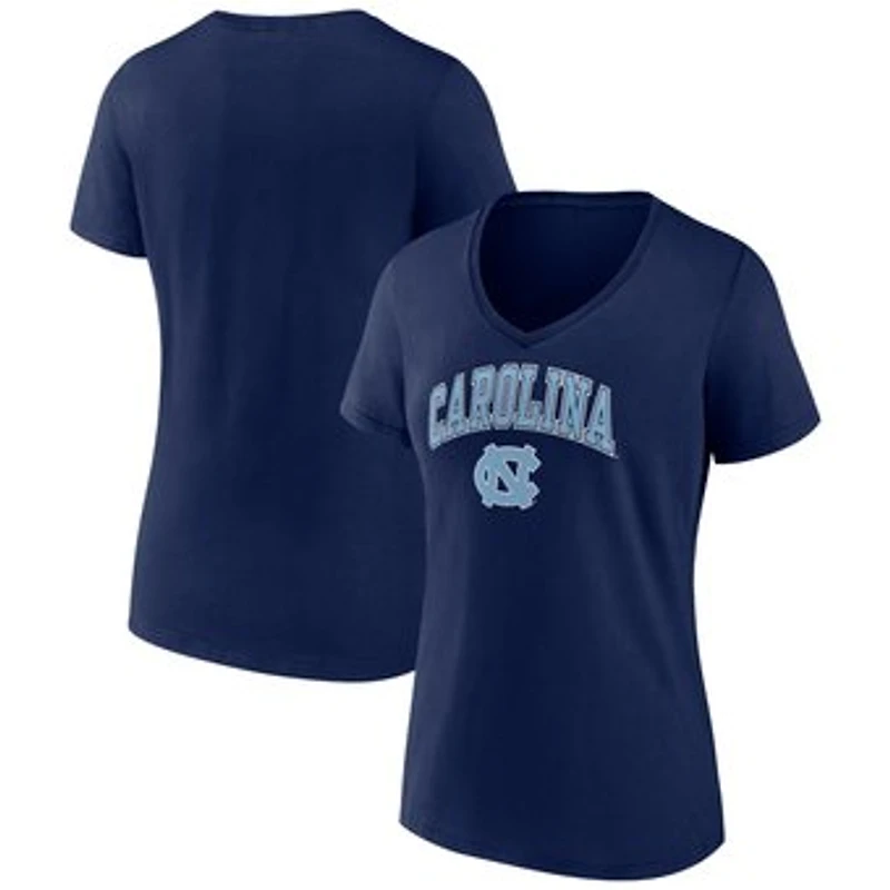 Women's Fanatics Navy North Carolina Tar Heels Campus V-Neck T-Shirt
