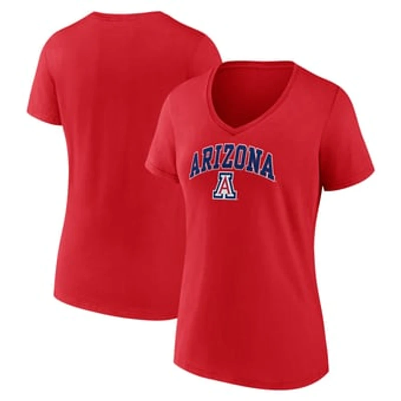 Women's Fanatics Red Arizona Wildcats Campus V-Neck T-Shirt