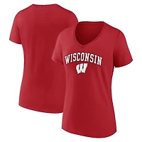 Women's Fanatics Red Wisconsin Badgers Campus V-Neck T-Shirt