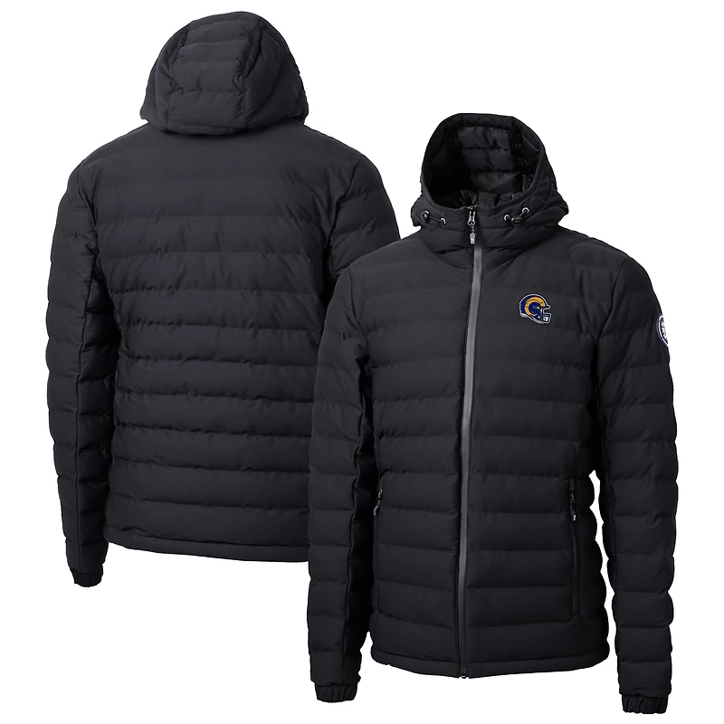 Men's Cutter & Buck  Black Los Angeles Rams Helmet Mission Ridge Repreve Eco Insulated Puffer Full-Zip Jacket