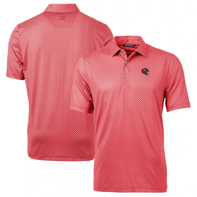 Men's Cutter & Buck  Red Kansas City Chiefs Helmet Pike Banner Print Stretch Polo