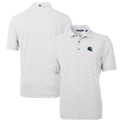 Men's Cutter & Buck  Gray Philadelphia Eagles Helmet Virtue Eco Pique Botanical Print Recycled Polo