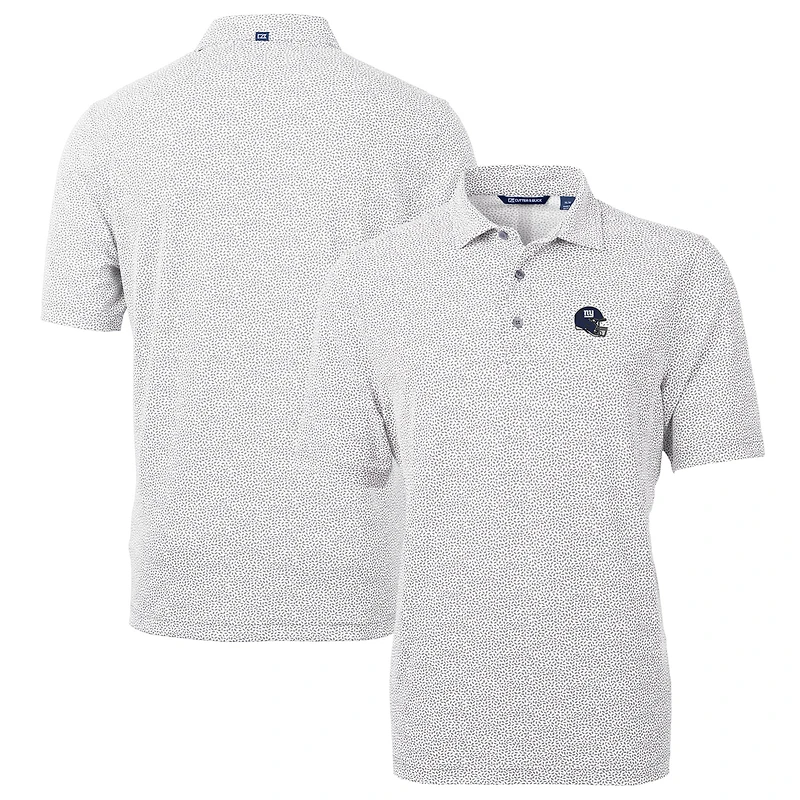 Men's Cutter & Buck  Gray New York Giants Helmet Virtue Eco Pique Botanical Print Recycled Polo